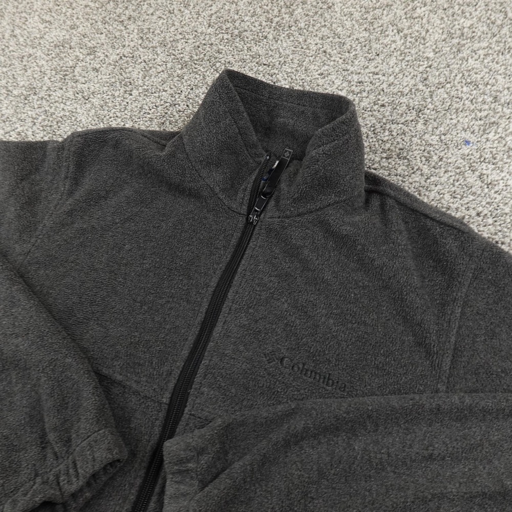 Columbia Jacket Mens M Gray Fleece Full Zip Outdoor Hiking Trek Casual Warm Coat